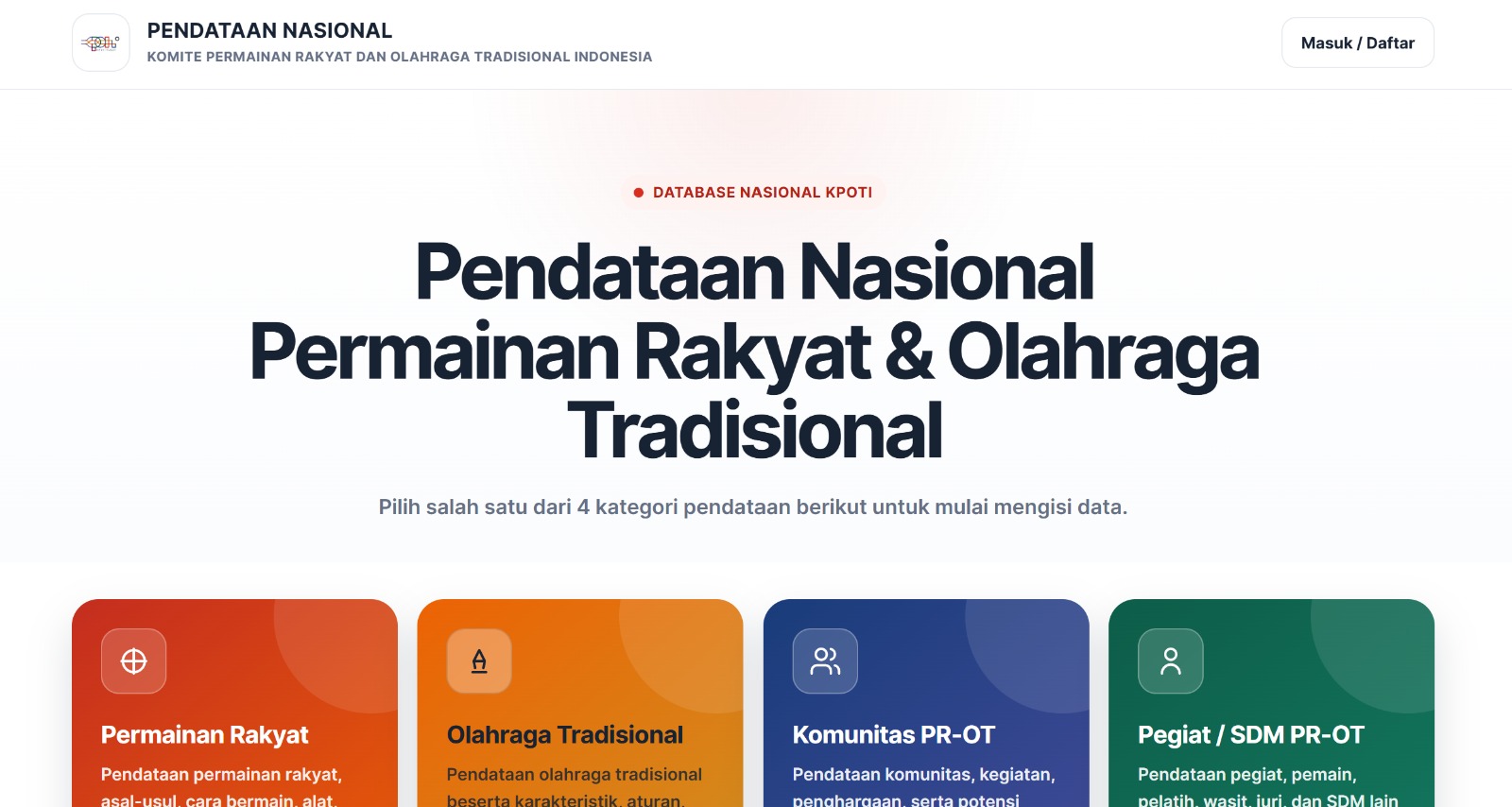 Digital Ecosystem KPOTI — National Database & Event Management System
